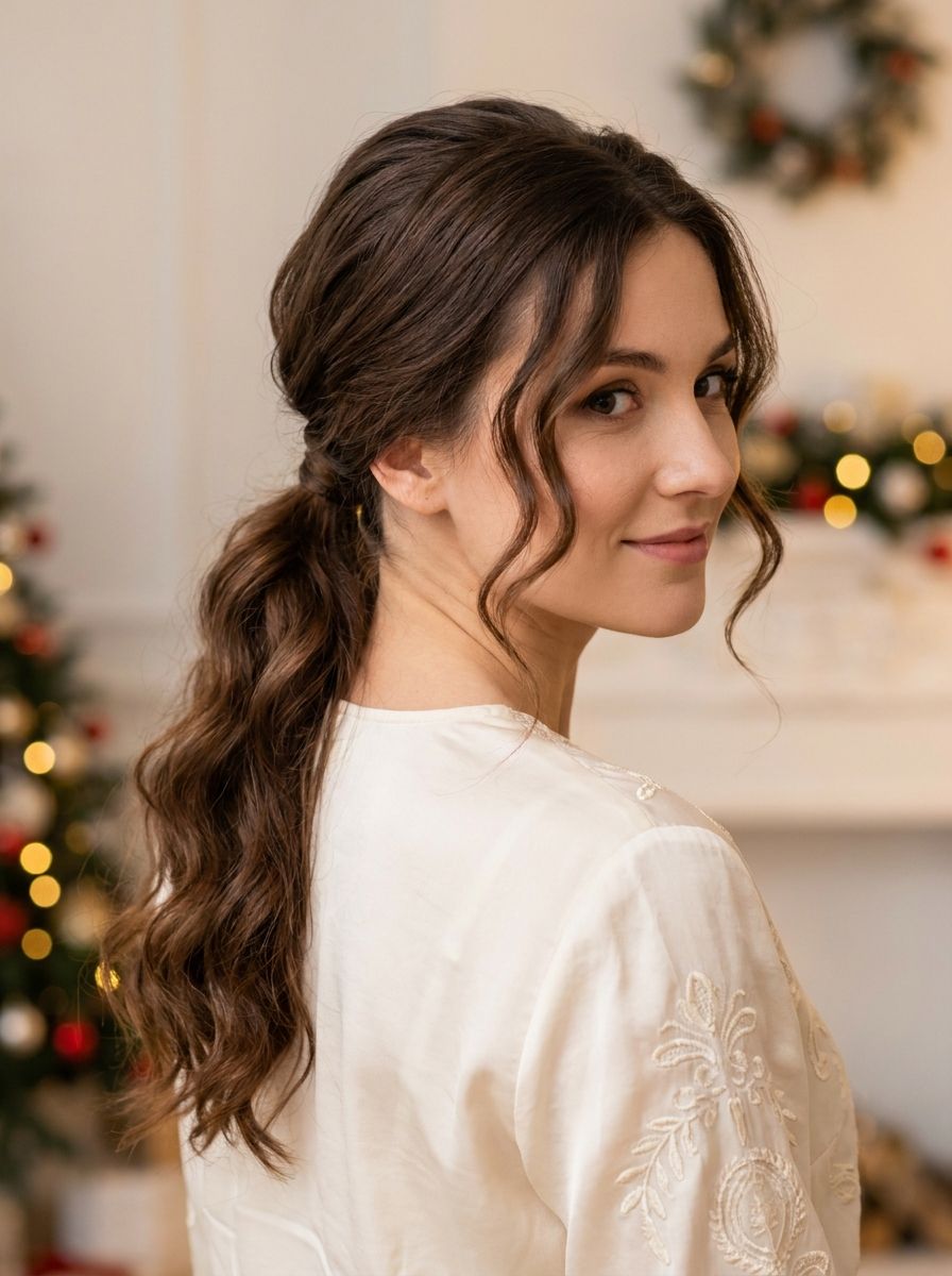 Tiefer Pferdeschwanz mit Wellen - Frisuren zur Konfirmation